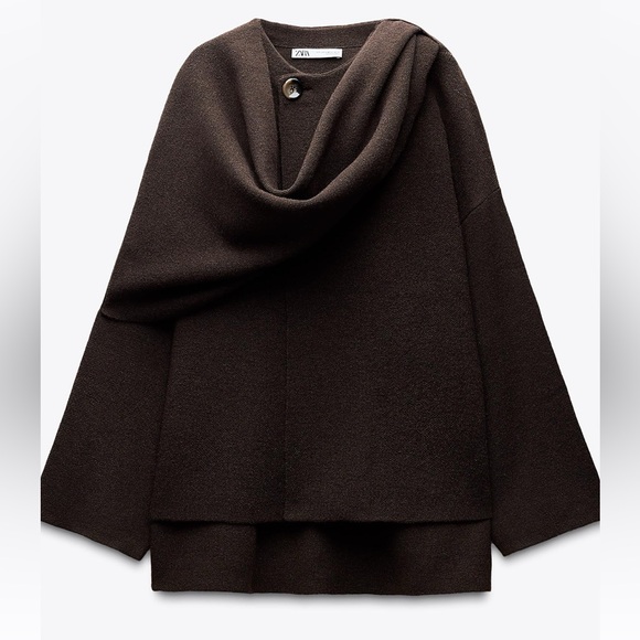 Zara Scarf Coat in chocolate brown L-XL - Picture 1 of 4